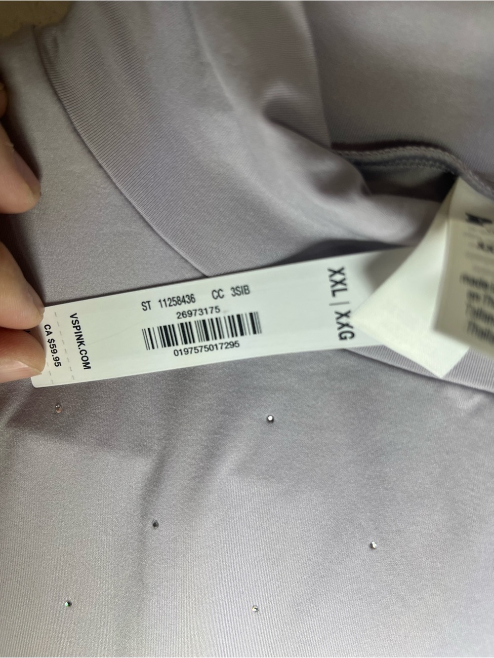 PINK Victoria's Secret Lavender Rhinestone Mock Neck Long Sleeve Top - Picture 8 of 11